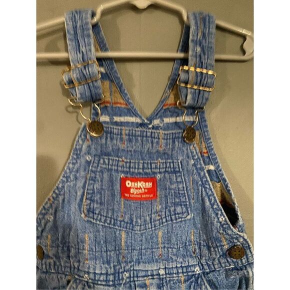 OSHKOSH Vestbak Vintage Embroidered Baseball Bats Ball Jean Overalls Size 4 - Picture 4 of 7
